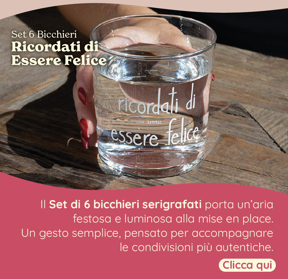 Set 6 Bicchieri in Vetro Temperato Serigrafati - Ricordati di Essere Felice