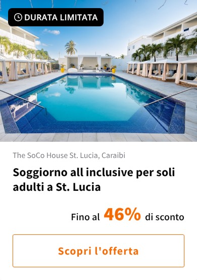 Soggiorno all inclusive per soli adulti a St. Lucia