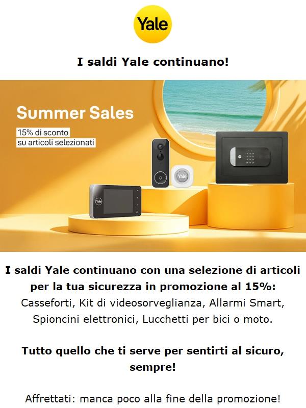 I saldi Yale continuano: scopri la promo!