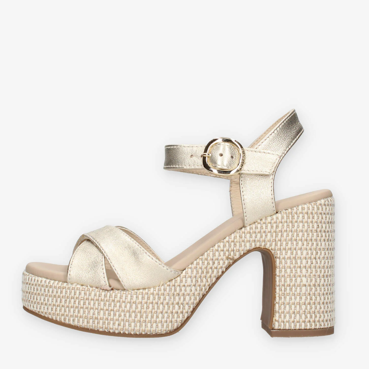 Image of Nero Giardini E513631D-418 Sandali platino da donna con tacco