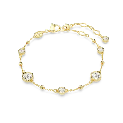 Bracciale Imber, Taglio Round, Design sparpagliato, Bianco, Placcato color oro