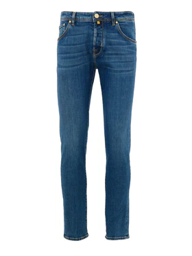 Jeans Blu Scott Cropped Carrot in Denim Stretch Jacob Cohen