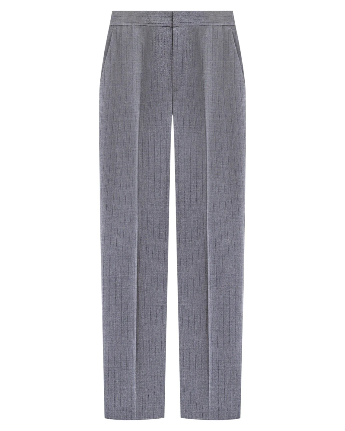 Image of Pantaloni in Lana Grigia con Motivo gessato