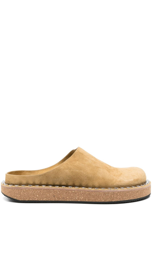 Rivet suede mules