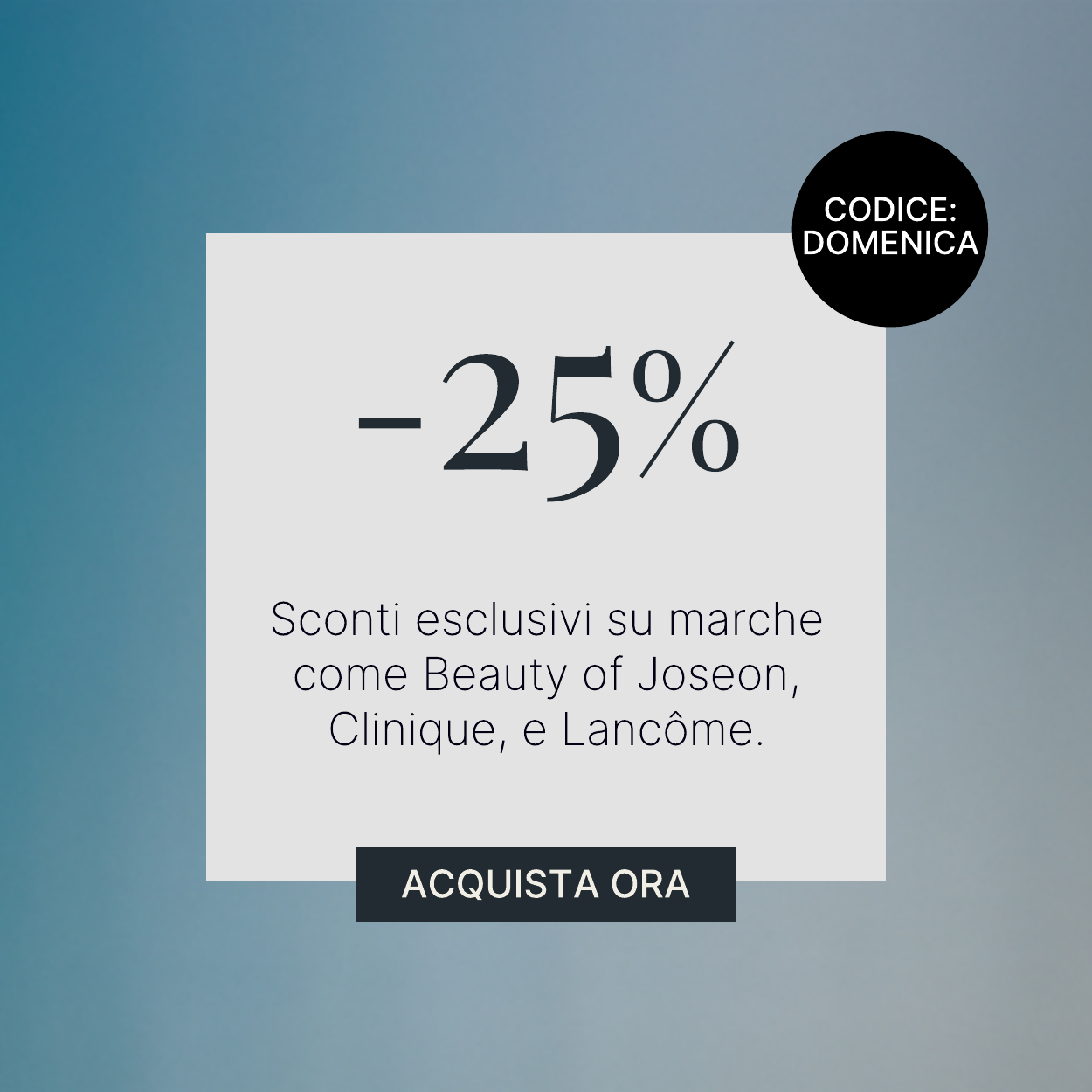 25 per cento di sconto