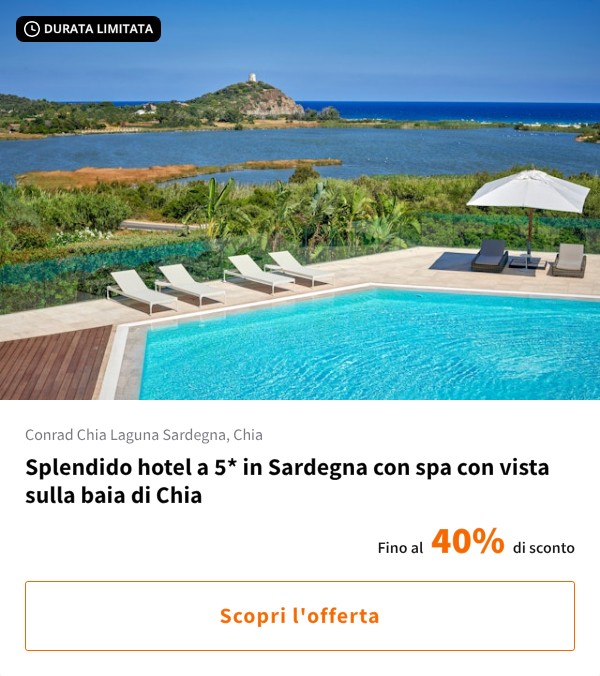 Splendido hotel a 5* in Sardegna con spa con vista sulla baia di Chia