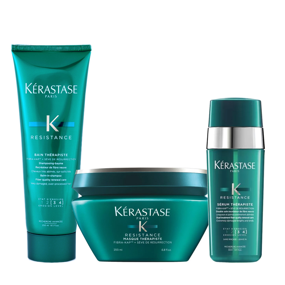 Image of Kérastase Resistance Bain Therapiste 250ml Masque Therapiste 200ml Serum Therapiste 30ml