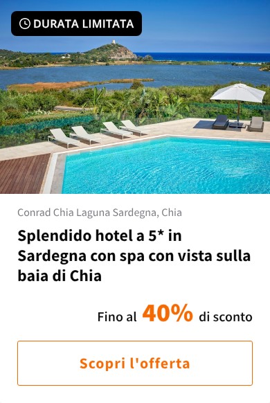Splendido hotel a 5* in Sardegna con spa con vista sulla baia di Chia
