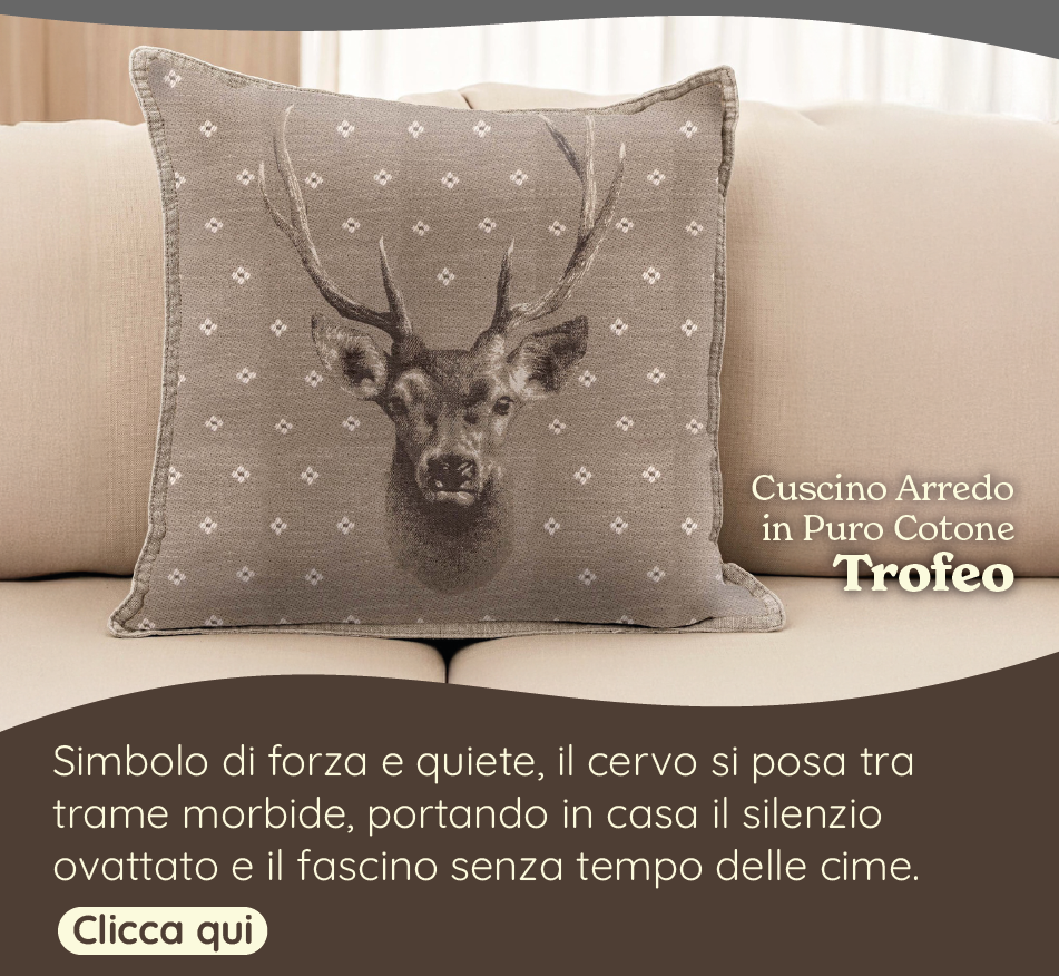 Cuscino Arredo in Puro Cotone con Fantasia Cervo - Trofeo