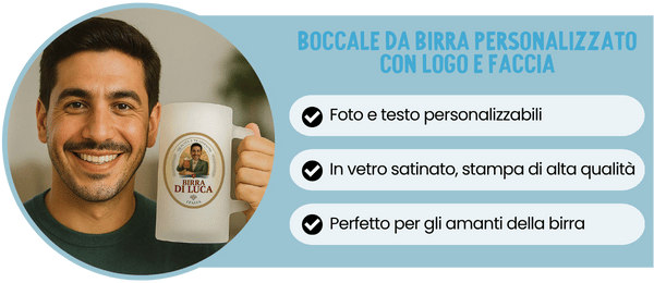Boccale da Birra Personalizzato con Logo e Faccia