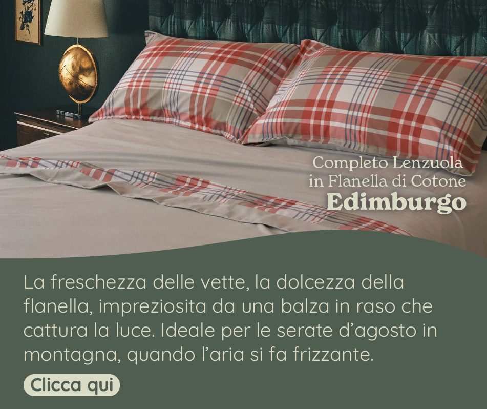 Completo Lenzuola in Flanella di Cotone con Balza in Raso - Edimburgo