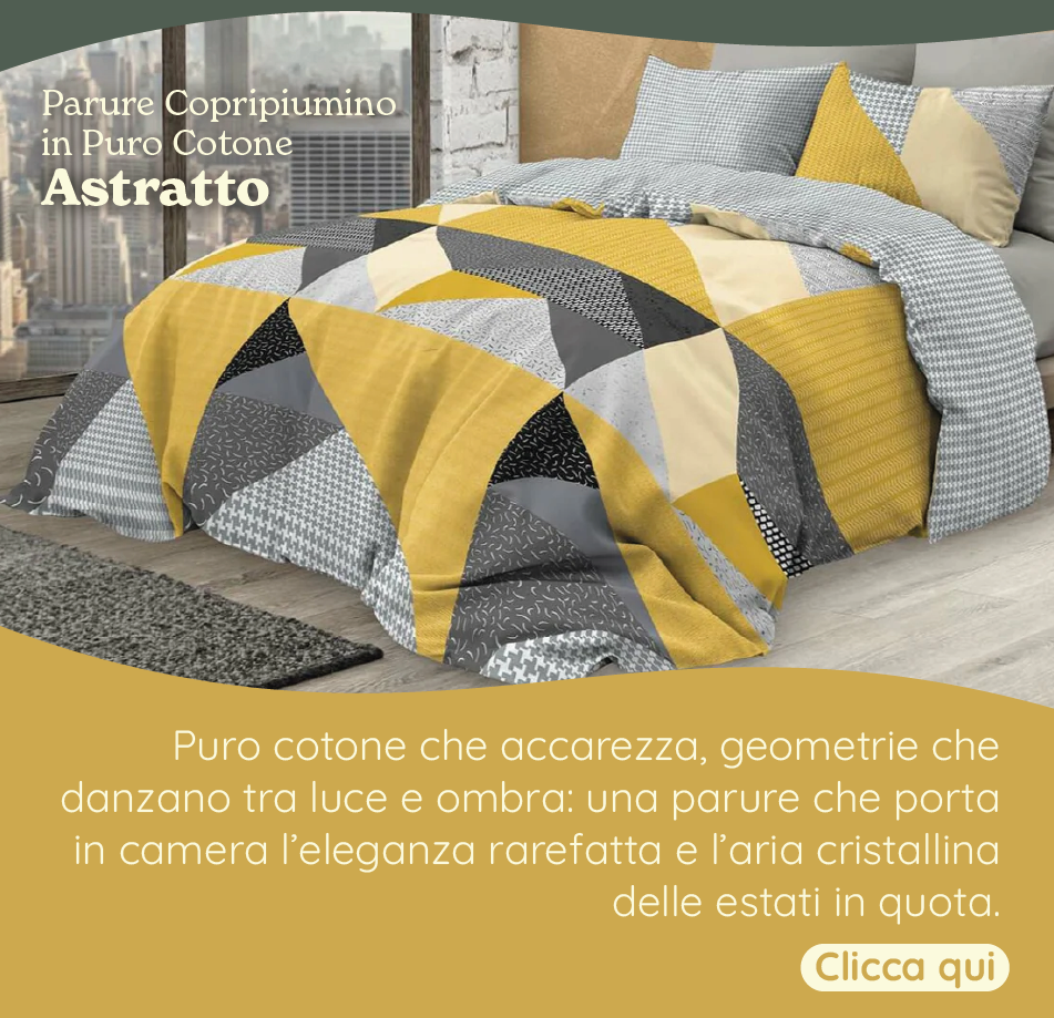 Parure Copripiumino in Puro Cotone con Stampa - Astratto