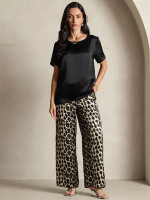 Image of Seta Pura Casual Pigiama A Maniche Corte Set