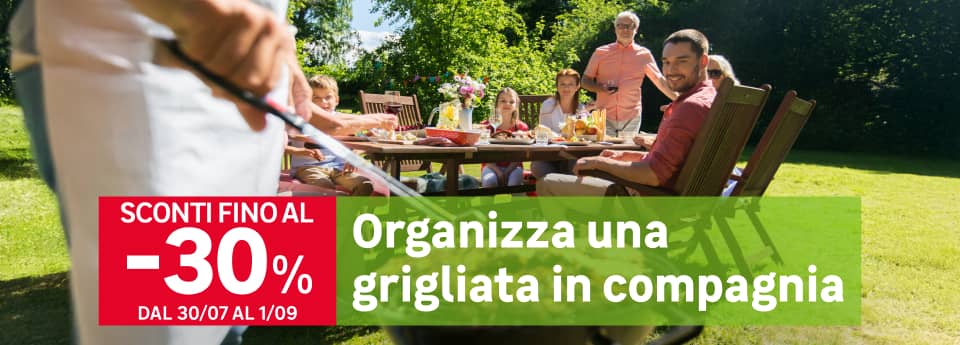 sconti al 30% fino all'1 settembre - prodotti barbecue