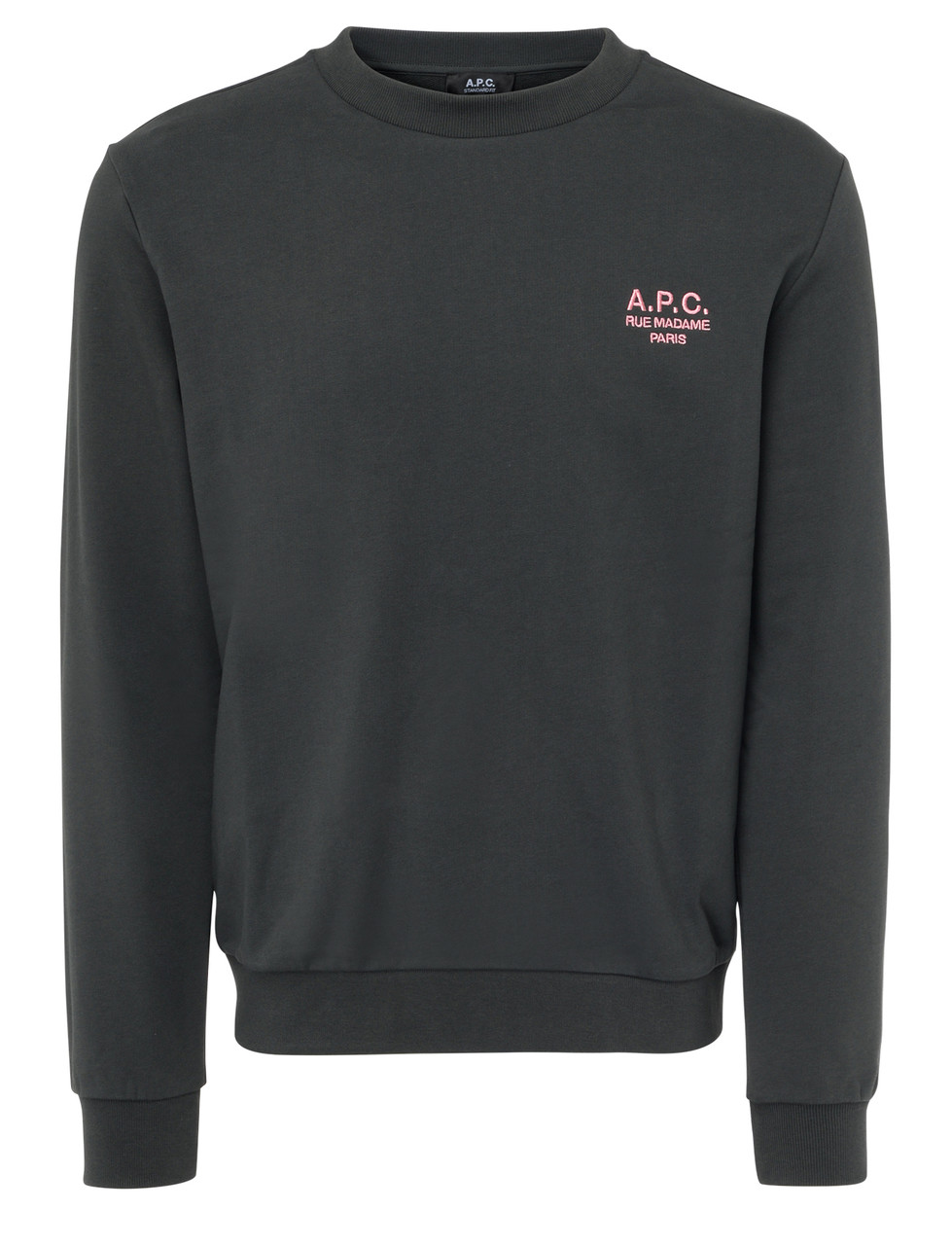 Image of Felpa A.P.C. in cotone grigio con logo rosa