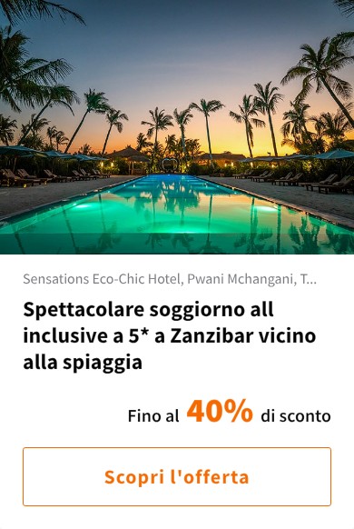 Spettacolare soggiorno all inclusive a 5* a Zanzibar vicino alla spiaggia