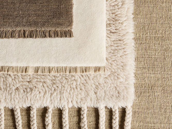 Collage of beige rugs in different textures