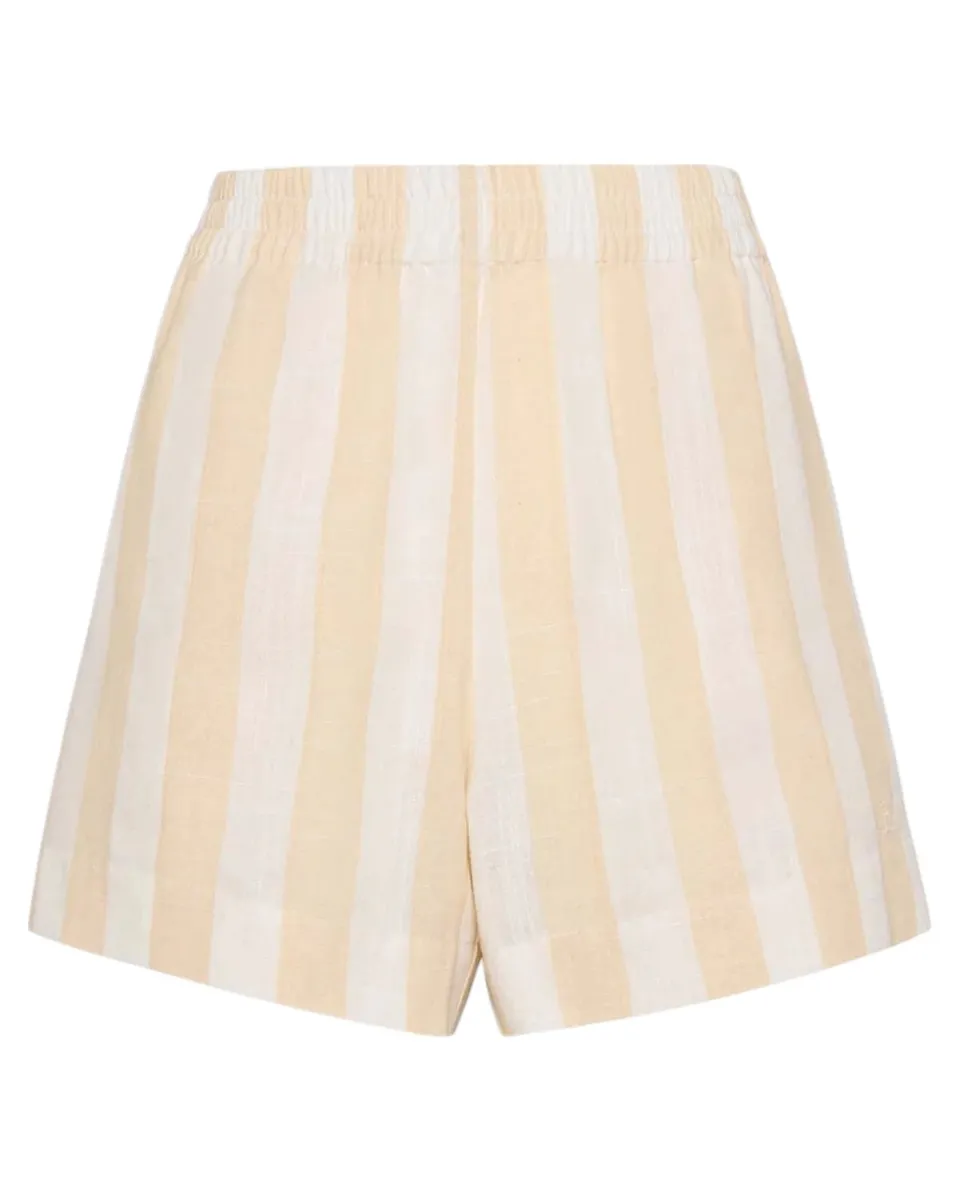 Image of Shorts in Lino a Righe Beige