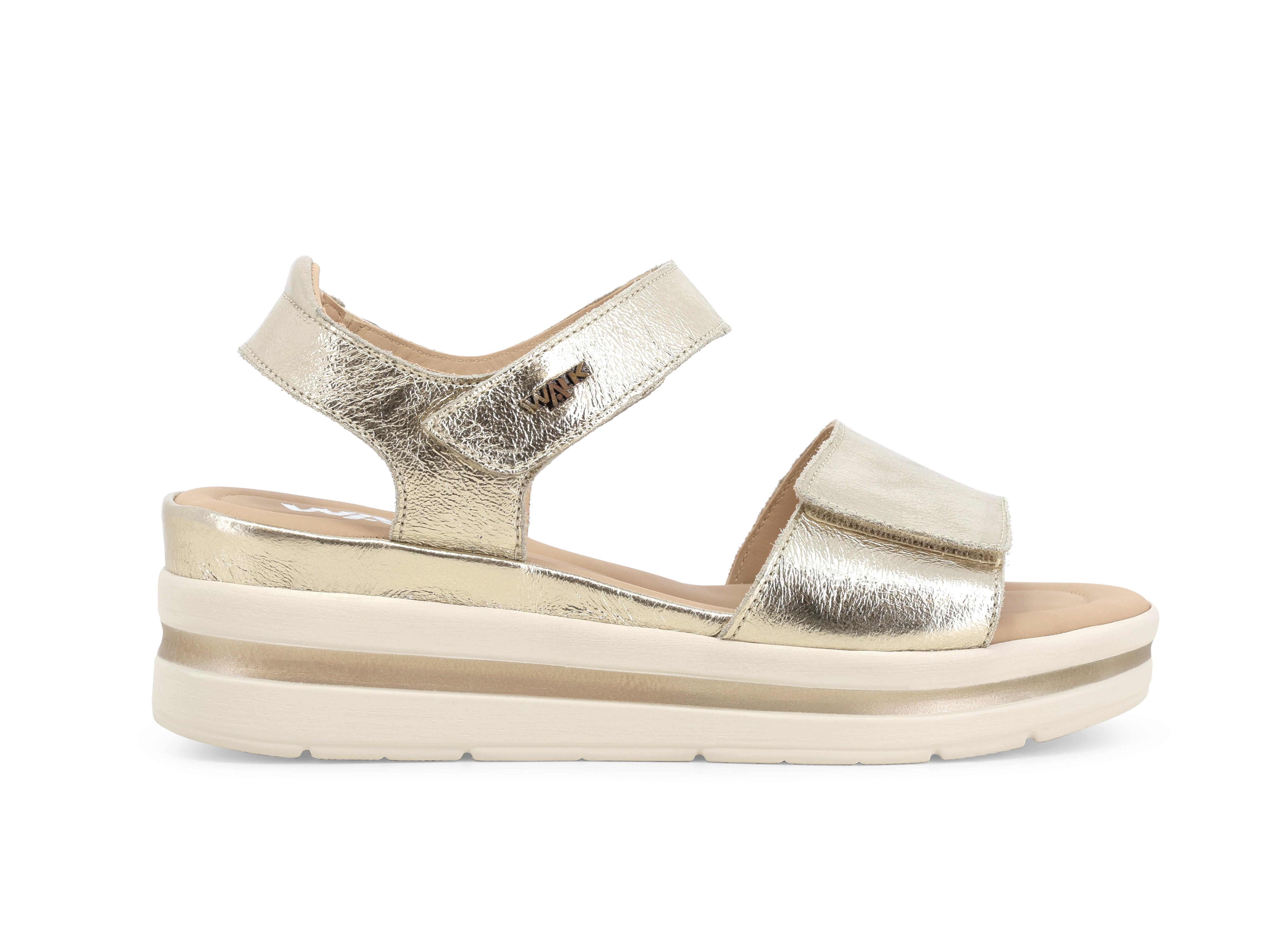 Sandalo donna in pelle platino 019185z