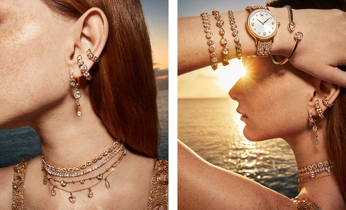 Gioielli Swarovski in tonalità oro
