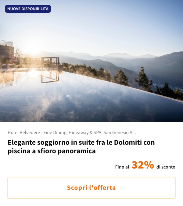 Elegante soggiorno in suite fra le Dolomiti con piscina a sfioro panoramica