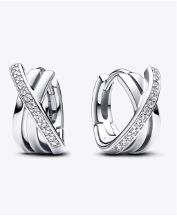 Crossover Pavé Hoop Earrings
