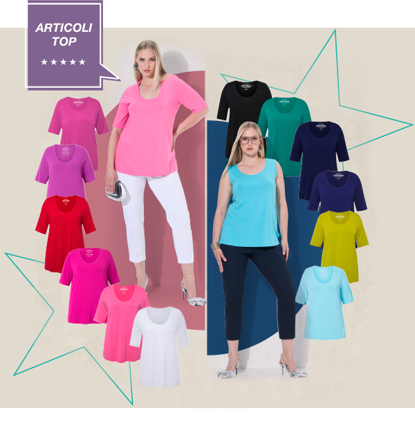 T-shirt con davanti doppio, scollo a V e mezze maniche