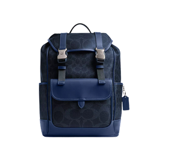League Flap Backpack In Mixed Signature Canvas