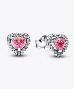 Elevated Pink Heart Stud Earrings