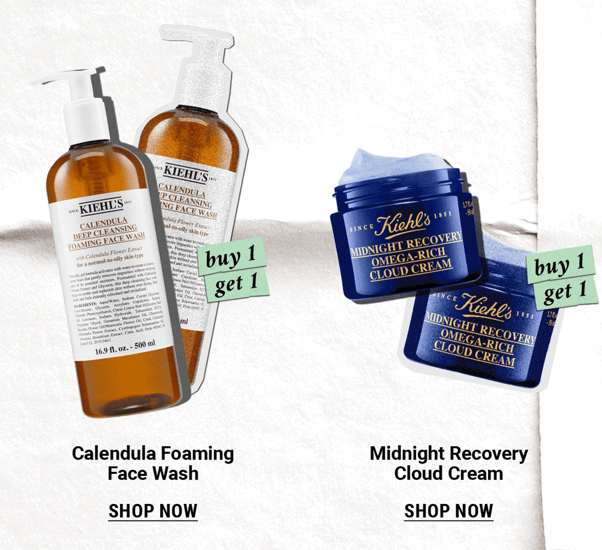 Calendula Foaming Face Wash and Midnight Recovery Cloud Cream