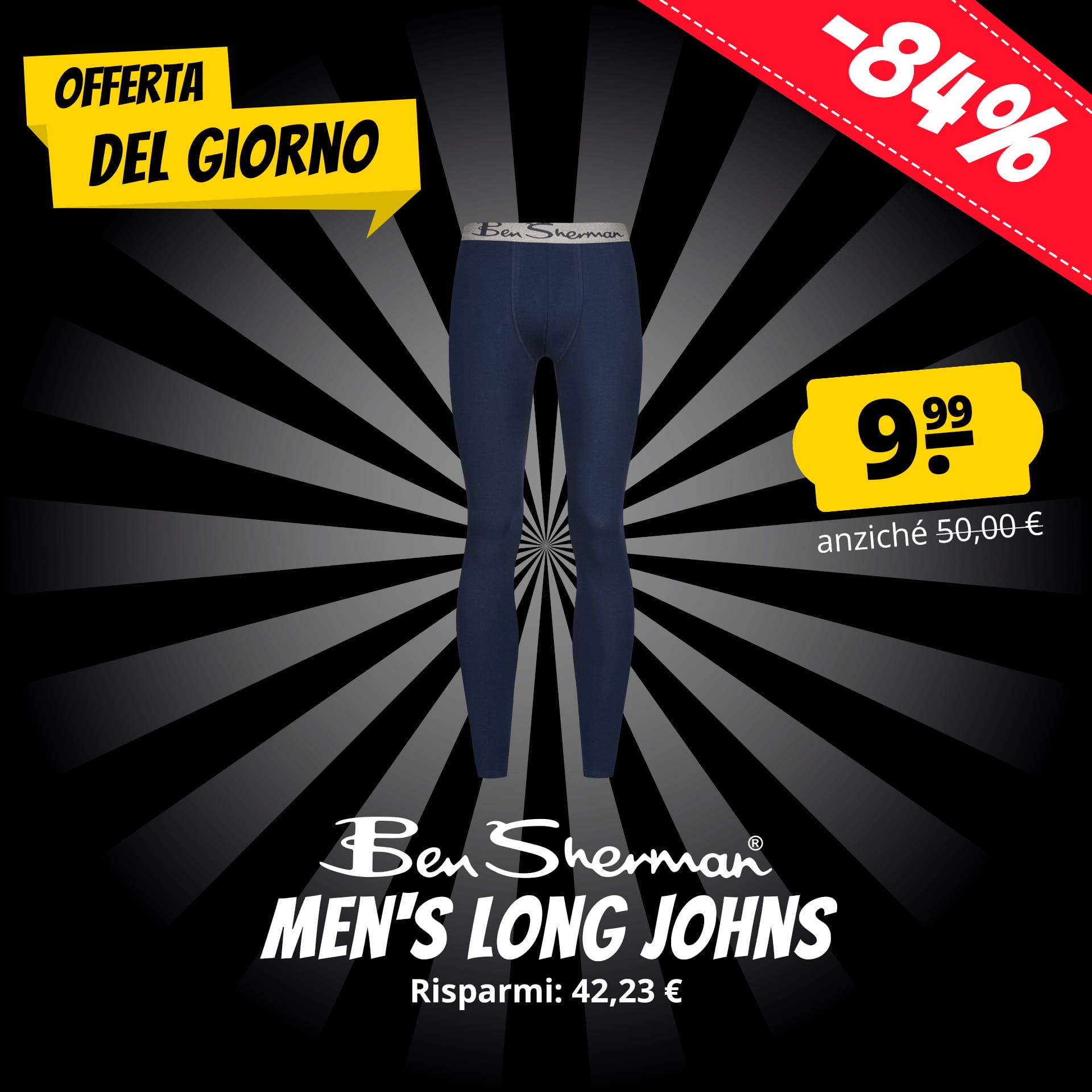Ben Sherman long john uomo sottopantaloni lunghi