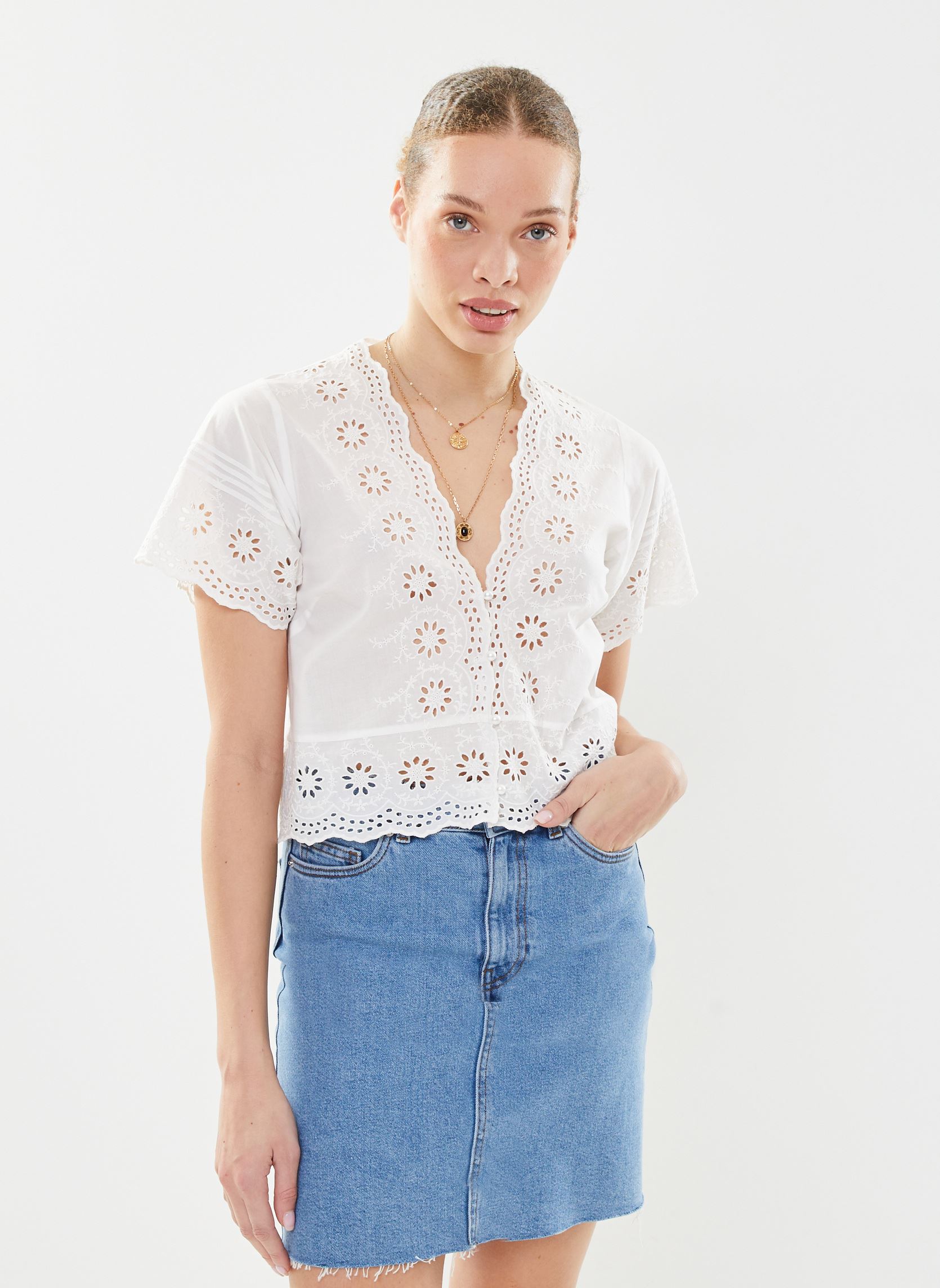Jolie Jolie Petite Mendigote Bluse a maniche corte Blusa - Tessa donna bianco