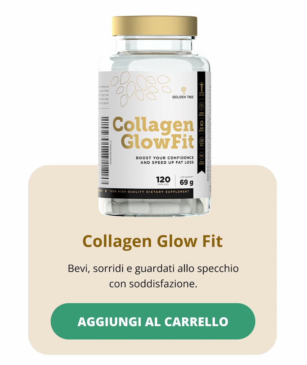 Collagen Glow Fit  Bevi, sorridi e guardati allo specchio con soddisfazione.  Aggiungi al carrello