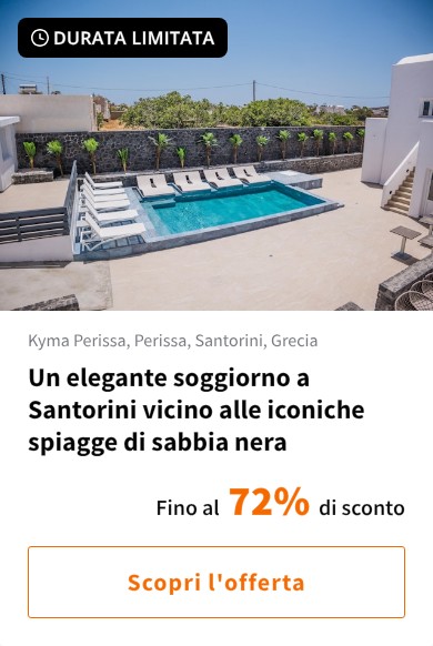 Un elegante soggiorno a Santorini vicino alle iconiche spiagge di sabbia nera