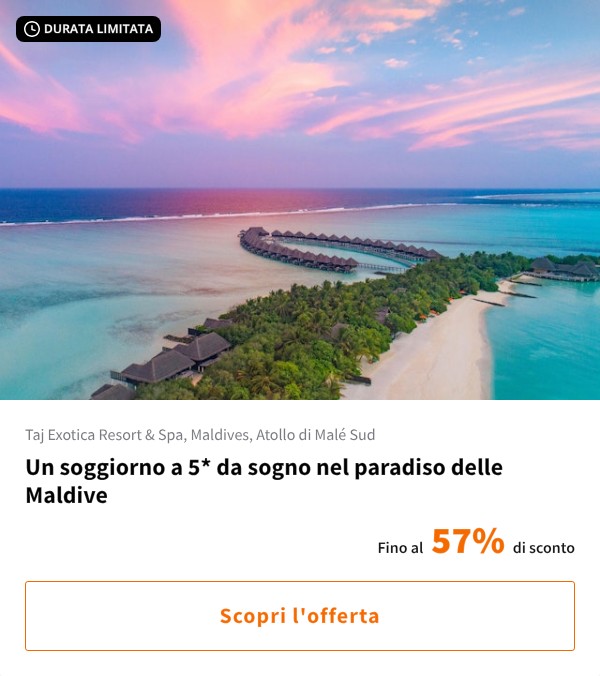 Un soggiorno a 5* da sogno nel paradiso delle Maldive