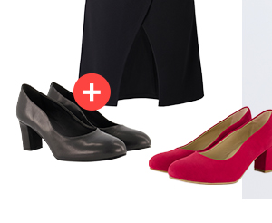 Leder Pumps aus hochwertigem Glattleder mit Wellenschnitt. Weiches Lederfutter, Leder Decksohle. Flexible Gummisohle mit 6,5 cm Blockabsatz, in Leder eingefasst. Weite H.
