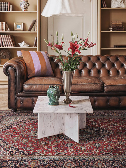 Unique oriental rug in a living room