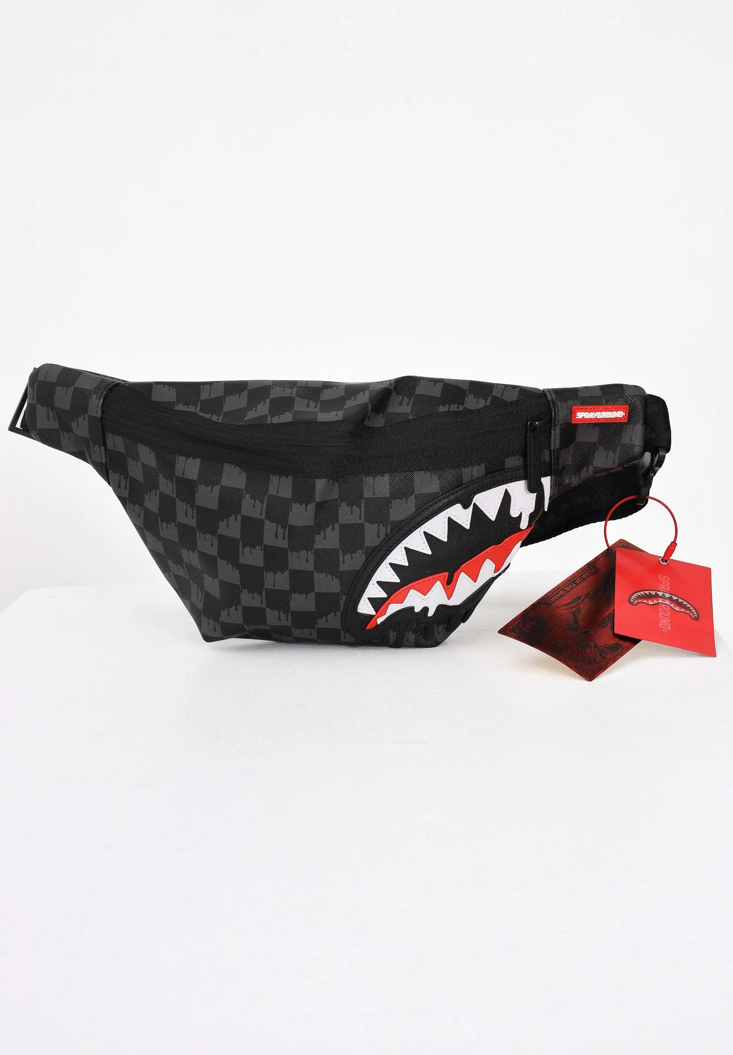 Image of SPRAYGROUND Marsupio DRIPPING SHARKS IN PARIS SAVVY nero e grigio da uomo