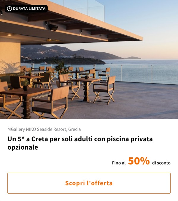 Un 5* a Creta per soli adulti con piscina privata opzionale
