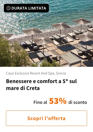 Benessere e comfort a 5* sul mare di Creta