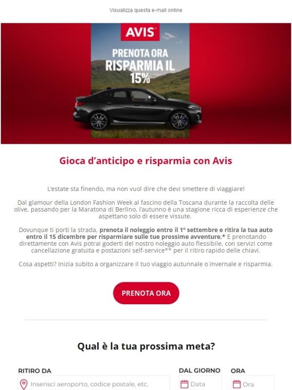 Viaggia da fine estate fino all’inverno con il 15% di sconto