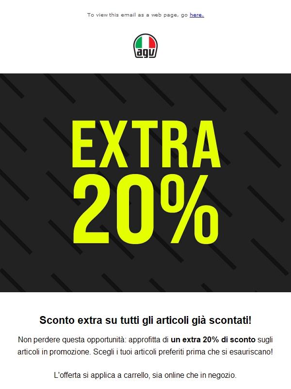 Extra 20% di sconto su tutti gli articoli già scontati