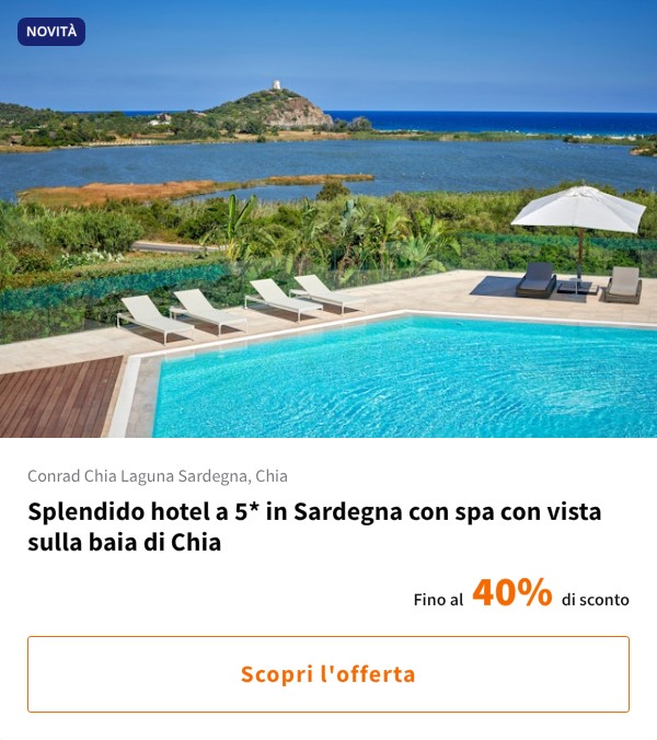 Splendido hotel a 5* in Sardegna con spa con vista sulla baia di Chia