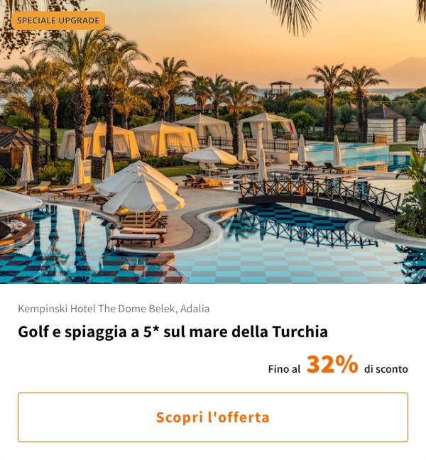 Golf e spiaggia a 5* sul mare della Turchia