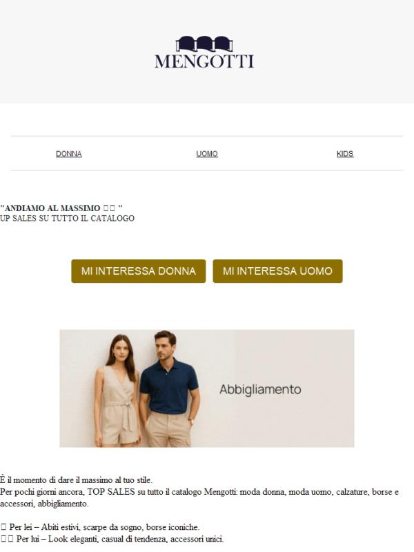 🔥 Ultimi giorni: I saldi Mengotti "vanno al massimo" - tutto il catalogo, anche su quello che non ti aspettavi!