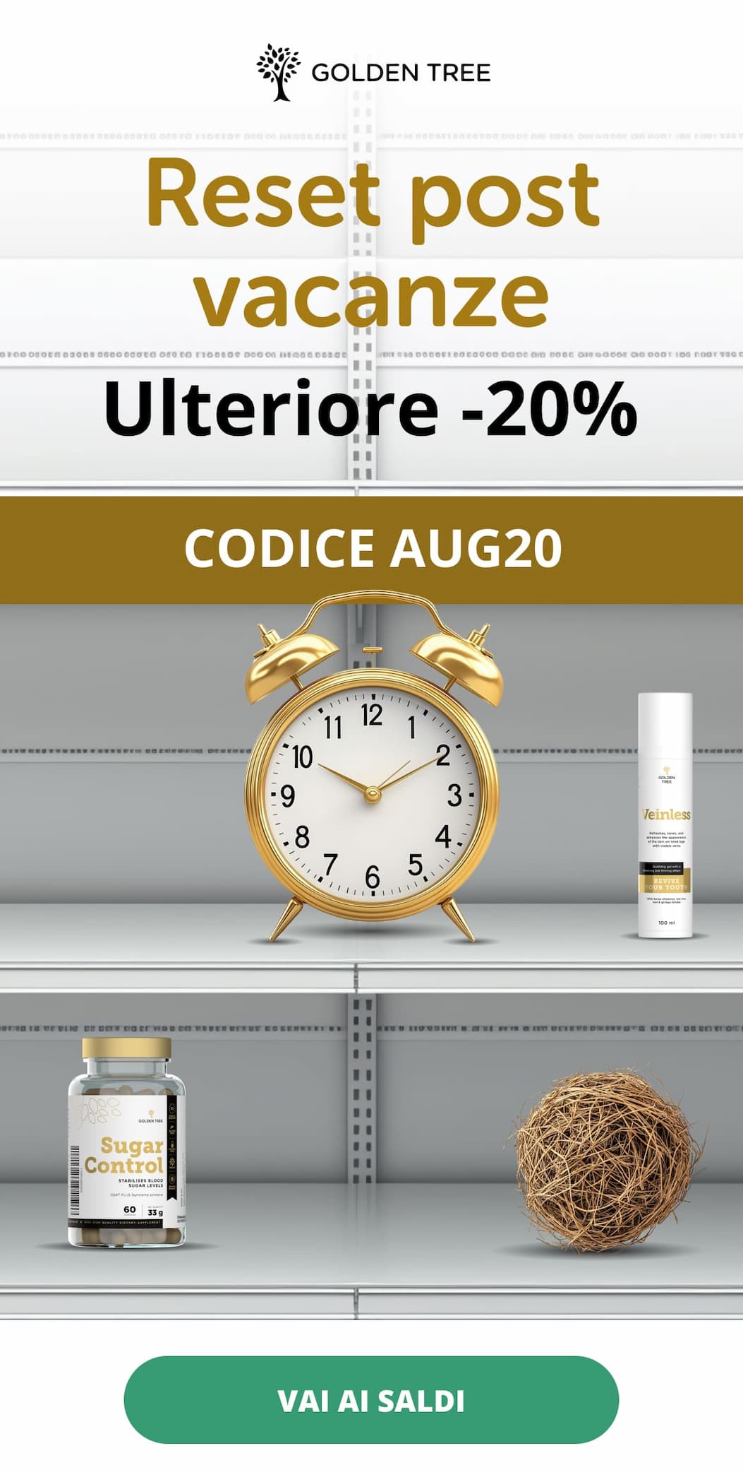 Reset post vacanze Ulteriore -20% | CODICE AUG20  VAI AI SALDI