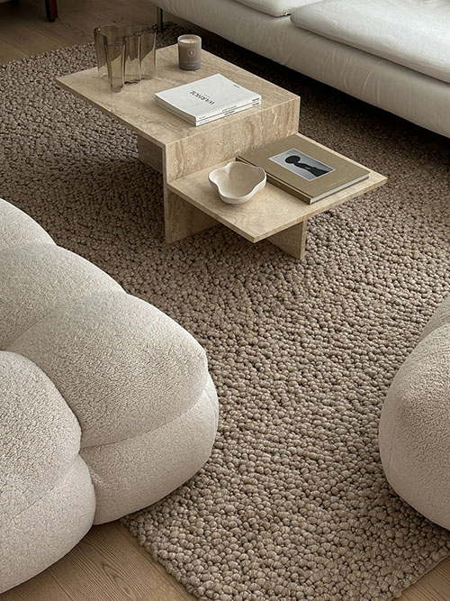 Rustic styled rug in a living room