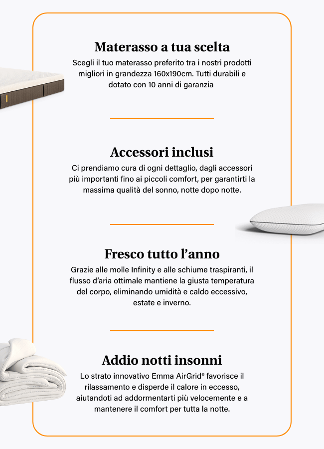 Materasso a tua scelta | Accessori inclusi | Fresco tutto l'anno | Addio notti insonni