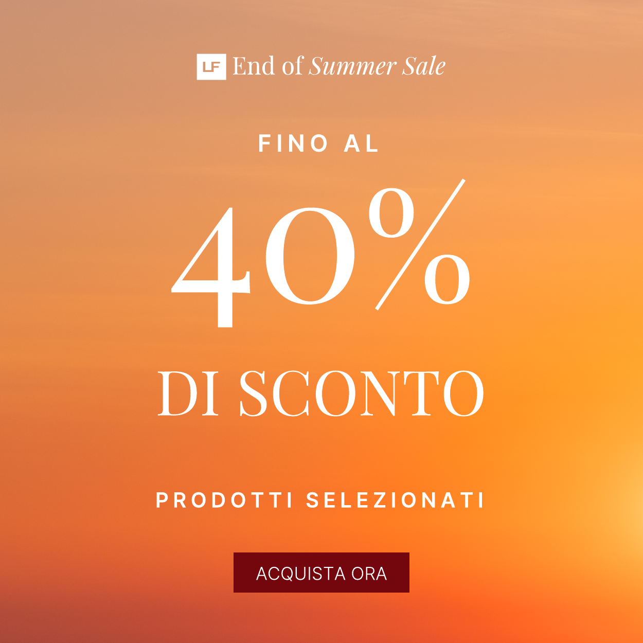 FINO AL 40 PER CENTO DI SCONTO