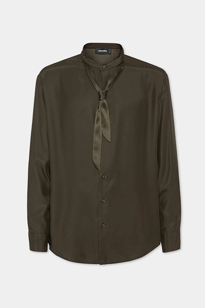 Satin Tie Dropped Shoulder Shirt